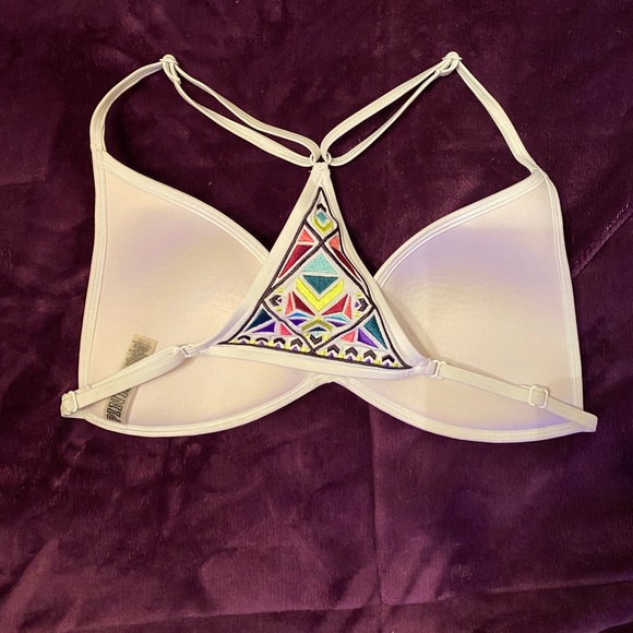 Bikini top white with multi-color accents size large - Picture 2 of 2